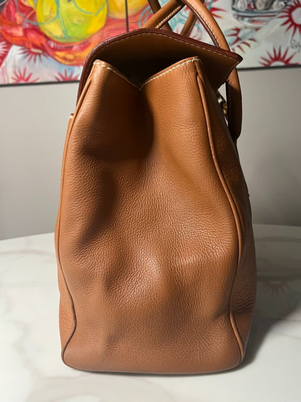 Salvatore Ferragamo Gancini Brown Leather Satchel Top Handle Shoulder Bag - Picture 5 of 16